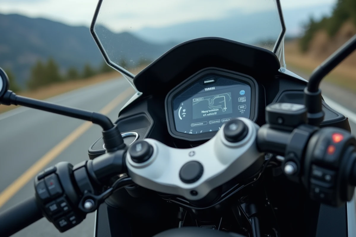 Tableau de bord TFT et équipements full options du Yamaha TMAX 2026 avec commandes chauffantes et garnitures aluminium